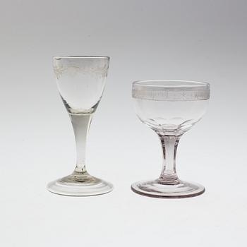 TWO WINE GLASSES, 18th/19th century.