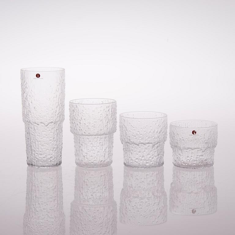 TAPIO WIRKKALA, GLASSERVISDELAR, 20 delar, "Paadar", Iittala, 1970-tal.