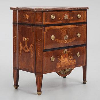 A Gustavian marquetry commode by G. Foltiern (master in Stockholm 1771-1804).