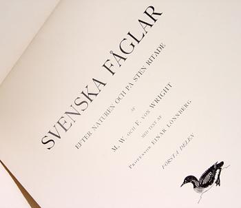 BOK, "Svenska Fåglar", M., W. och F. von Wright, 1922.