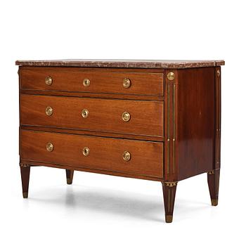 18. A late Gustavian mahogany commode in the manner of A. Scherling, late 18th century.