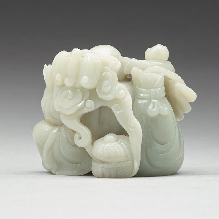 SKULPTUR, nefrit. Kina, tidigt 1900-tal.