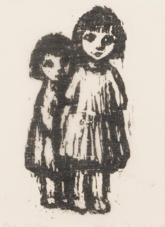 HILKKA SILVEKOSKI, 2 kpl puupiirroksia, signeeratut ja päivätyt -52/-56.