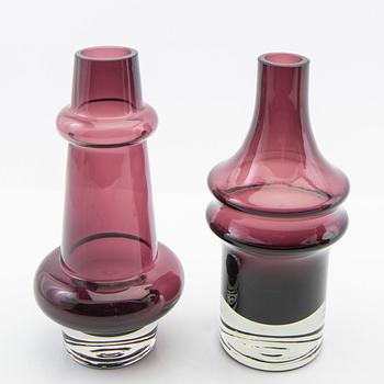 Tamara Aladin, vases, 5 pcs, glass, Riihimäen Lasi, Finland, 1960s/70s.