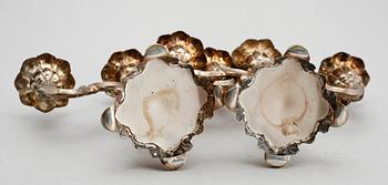 KANDELABRAR, 1 par, silver, CG Hallberg, Stockholm 1955. Fyllda.