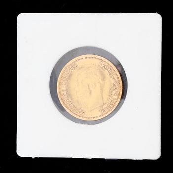 MYNT, guld, 10rubel, Nikolaj II, Ryssland, 1899. Vikt ca 4,3g.