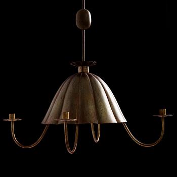 Gunnar Asplund, presumably, a brass ceiling lamp/chandelier, for the staffroom at Karlshamn Secondary School, Sweden, ca 1912-1918.