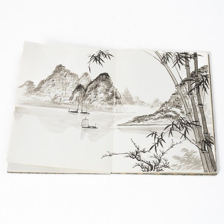 Album, med tuschmålningar, Kina, 1900-tal.