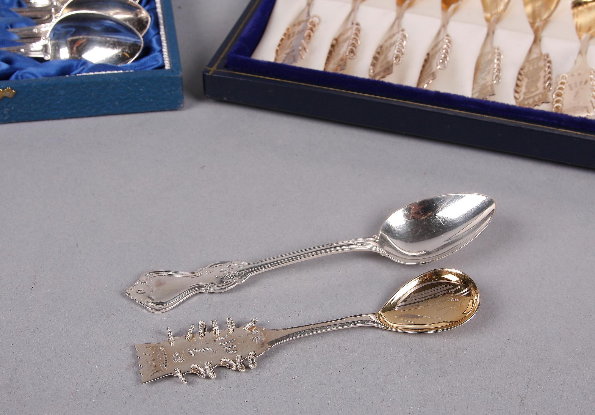 KAFFESKEDAR, 12+12, silver, bla Olga. Ceson resp GAB, 1960-tal.