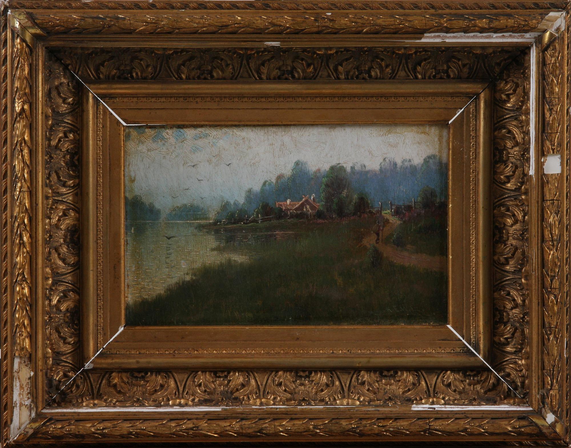 OKÄND KONSTNÄR, olja på pannå, omkring sekelskiftet 1800/1900, sign.