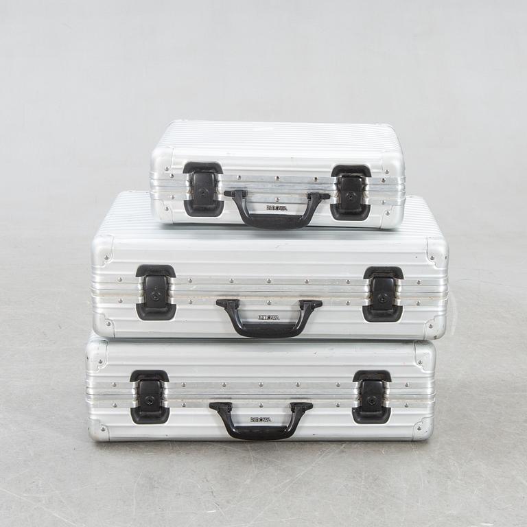 Bags, Rimowa, 3 pcs, aluminum, late 20th century.
