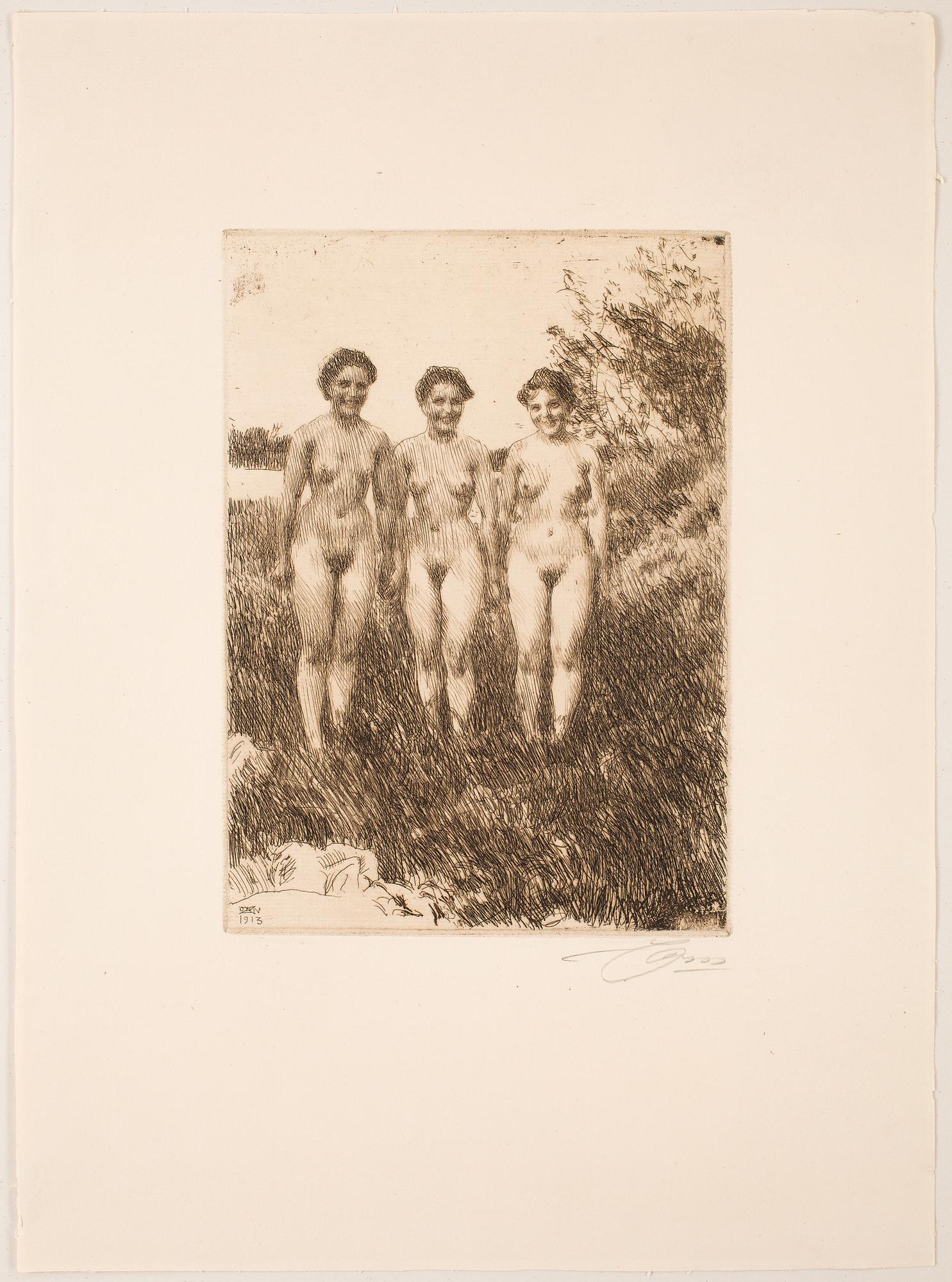 ANDERS ZORN, etsning, utförd 1913, signerad med blyerts.