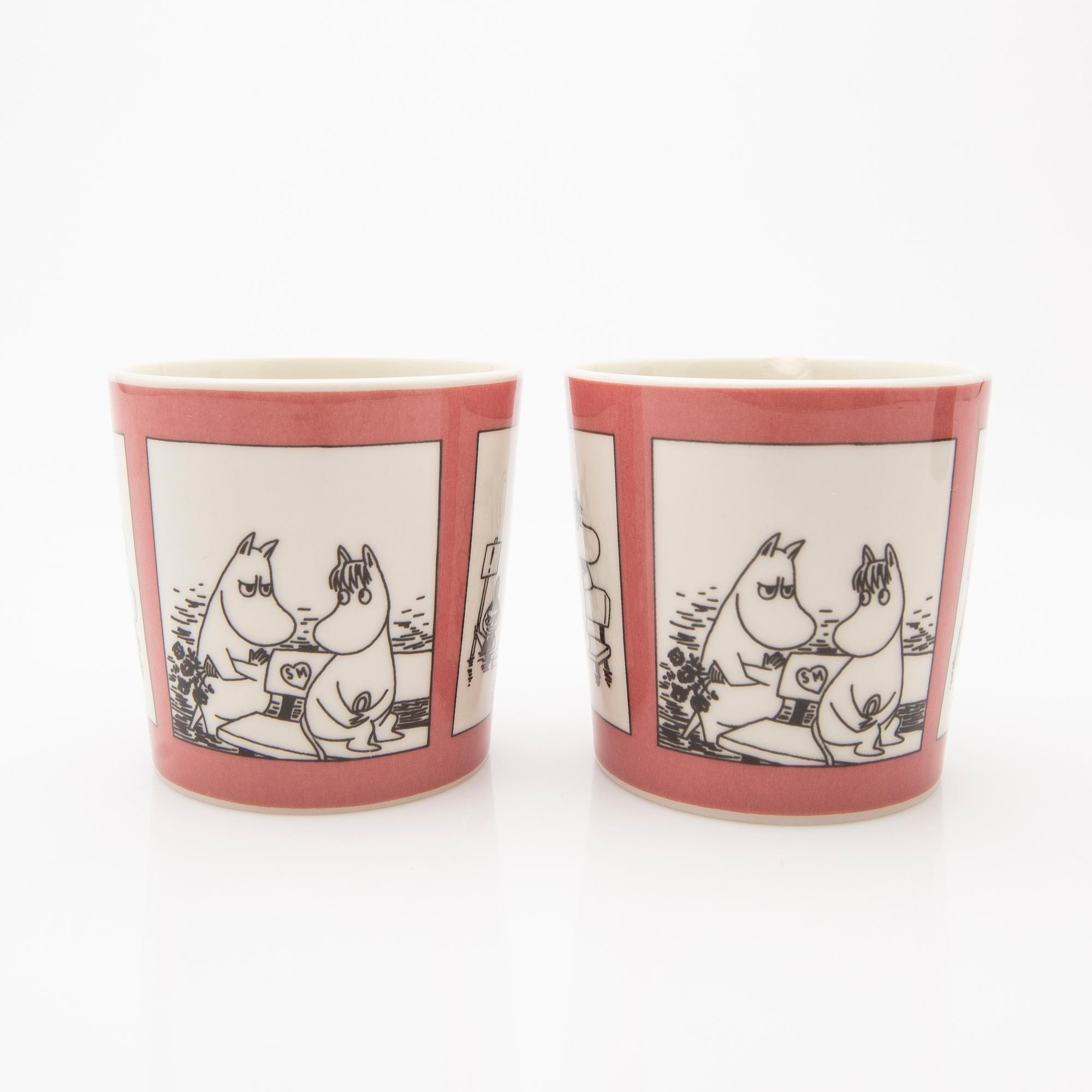 Moomin mugs, a pair, porcelain, Arabia, Finland 1990-1993.