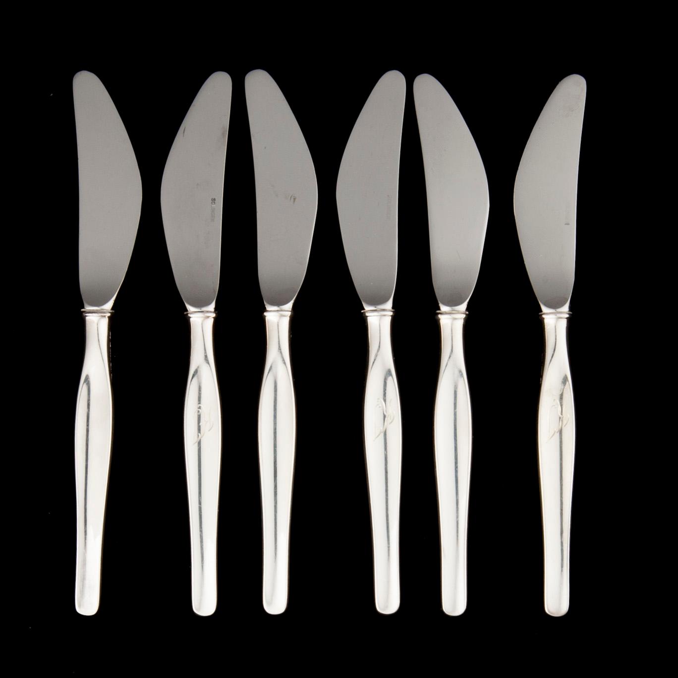 BESTICK, 39 delar, silver "Tapio" och KAKSPADE, silver, Tapio Wirkkala, Tavastehus 1958-1985. Totalvikt 1125 g.