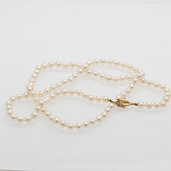 Collier, pärlor och lås i 18K guld.