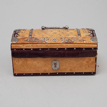 19th century leather box with steel decorations.