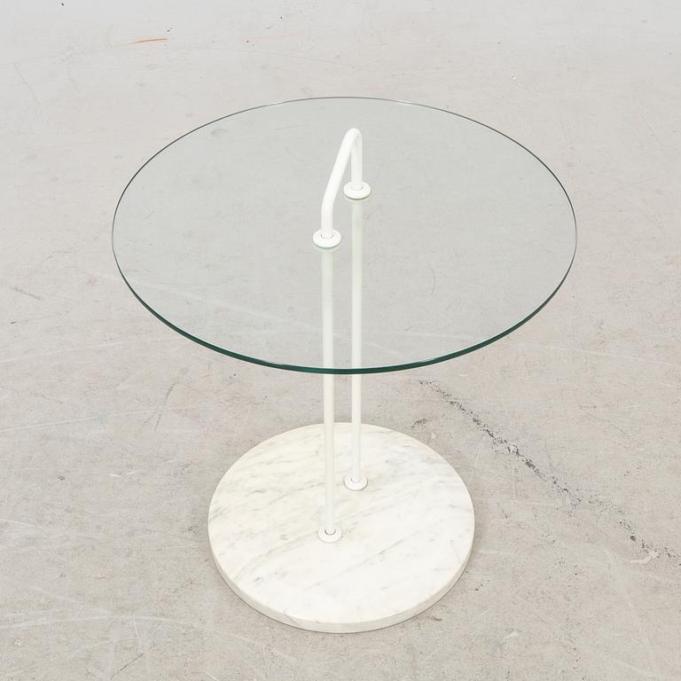 A late 20th century marble and glass side table.