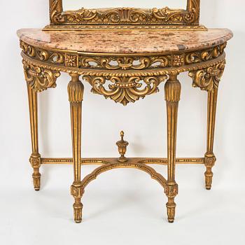 Mirror with console table, first half of the 20th century.