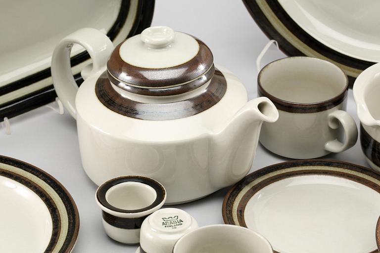 MAT- och KAFFESERVIS, stengods, 53 delar, "Karelia", Arabia, 1970-tal.