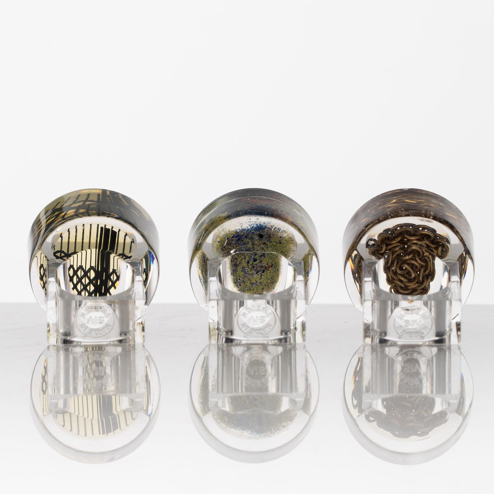 Siv Lagerström, three acrylic rings, 1970s.
