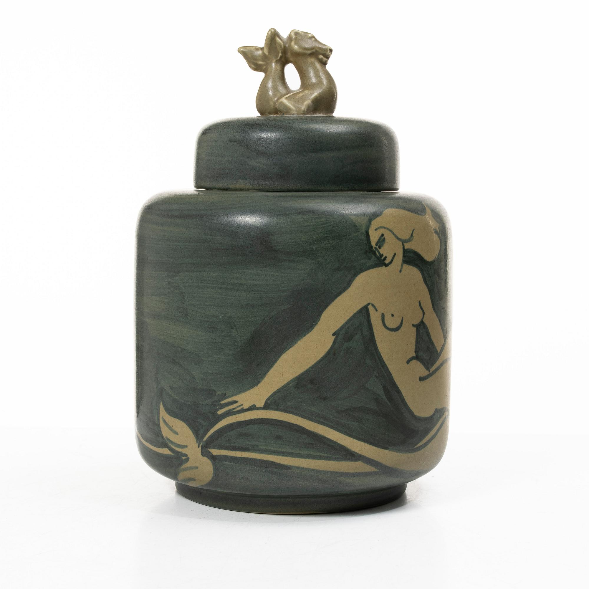 Åke Holm, lockurna, stengods, Höganäs, 1920/30-tal.