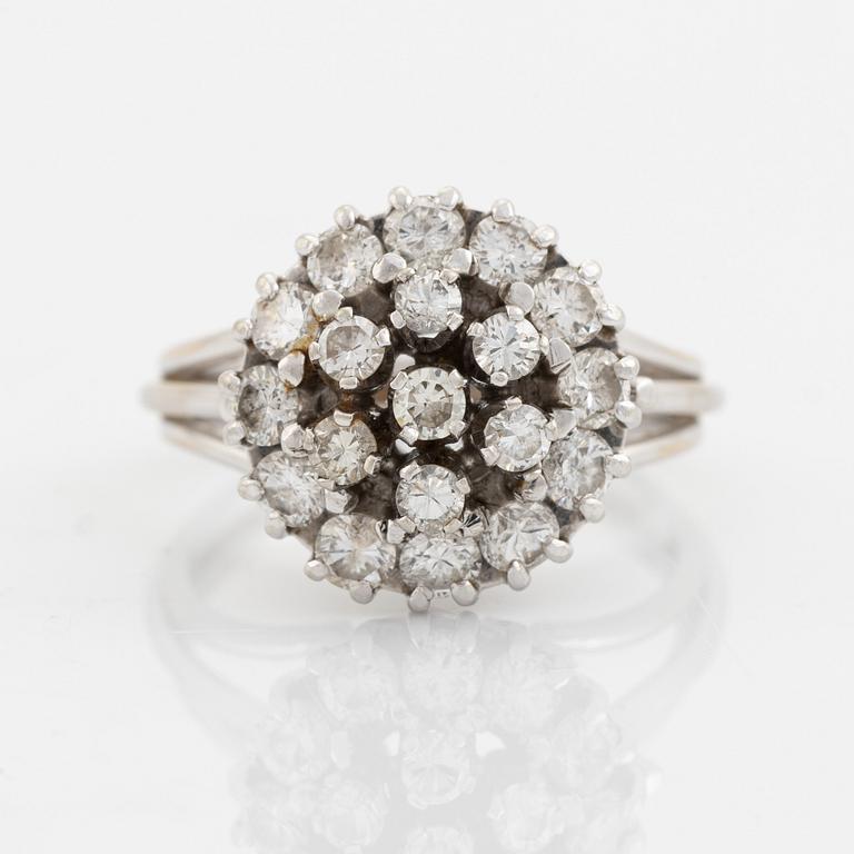 White gold and brilliant cut diamond ring.