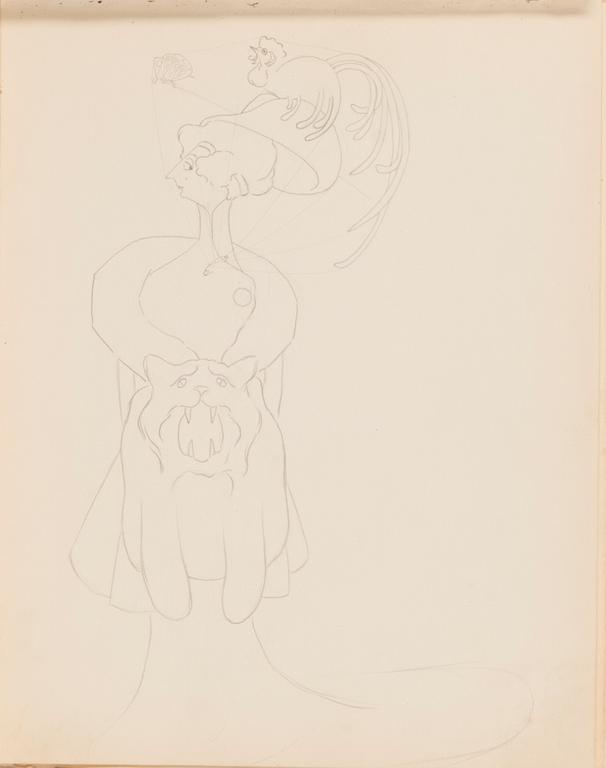 CARL JENSEN-CARLÉN, a scetch book with drawings, mixed media, 27 pages, partially signed C.C.