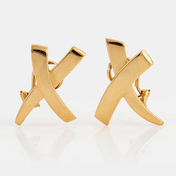 1096. Paloma Picasso för Tiffany örhängen "Criss Cross" 18K guld.