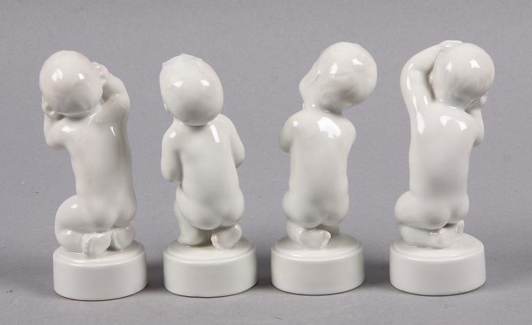 FIGURINER, 4 st, porslin, Svend Lindhart, Bing & Gröndahl.