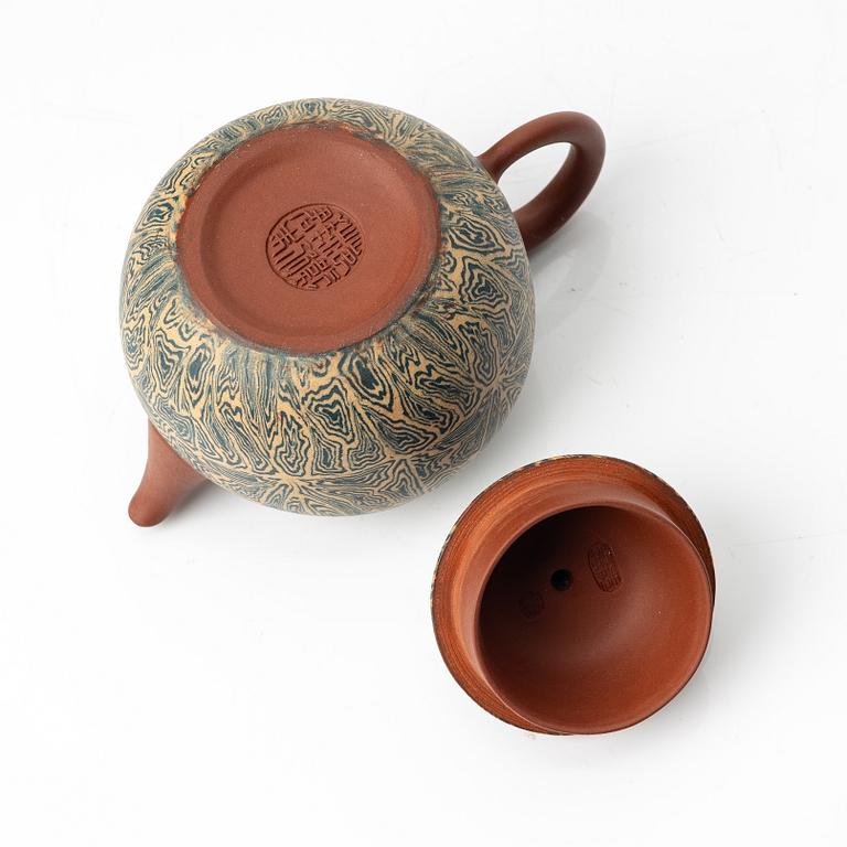 Fan Weiqun, 'Gongfu'-tekanna, polykrom yixing, Kina, 1990-tal.