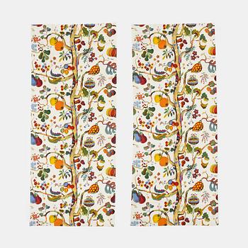 Josef Frank, gardiner, ett par, "Vegetable Tree", Firma Svenskt Tenn.