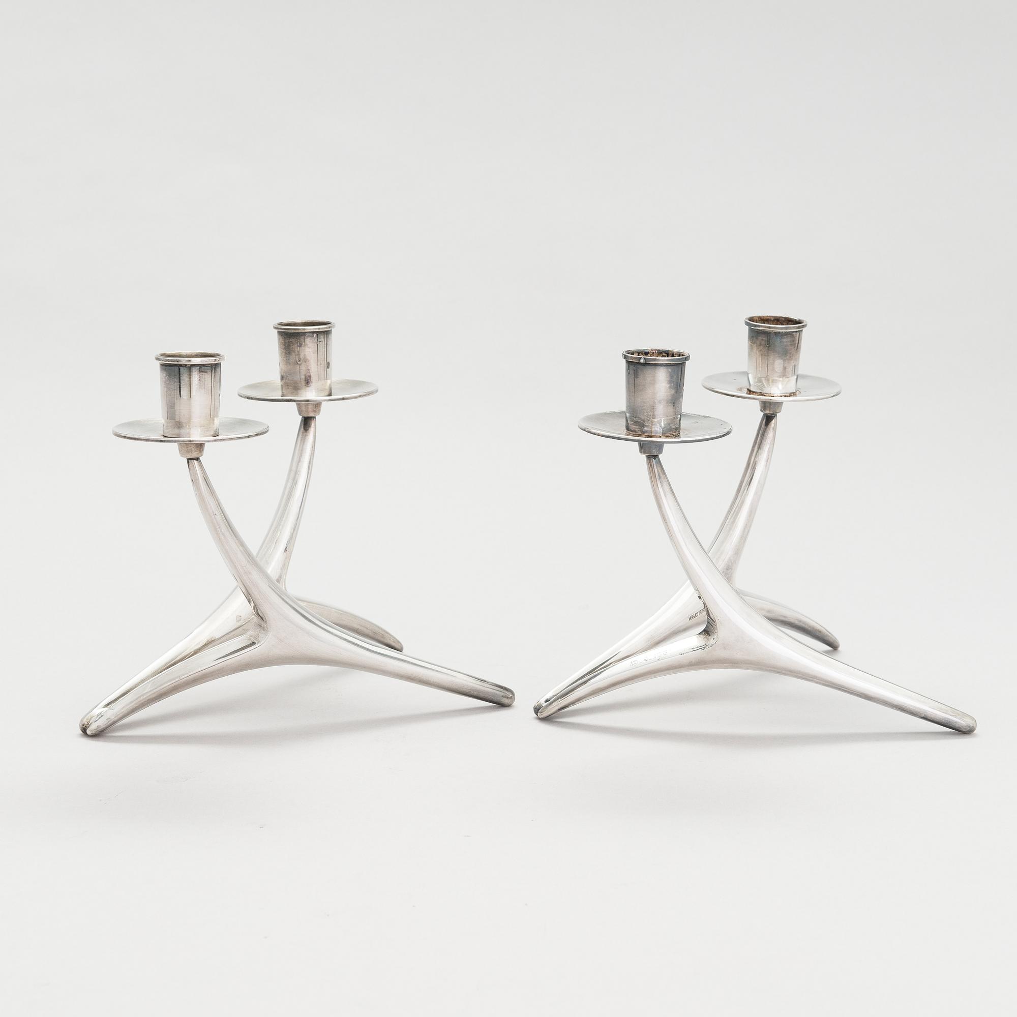 Anna-Greta Eker, two silver candlesticks, Auran Kultaseppä, Turku 1959.
