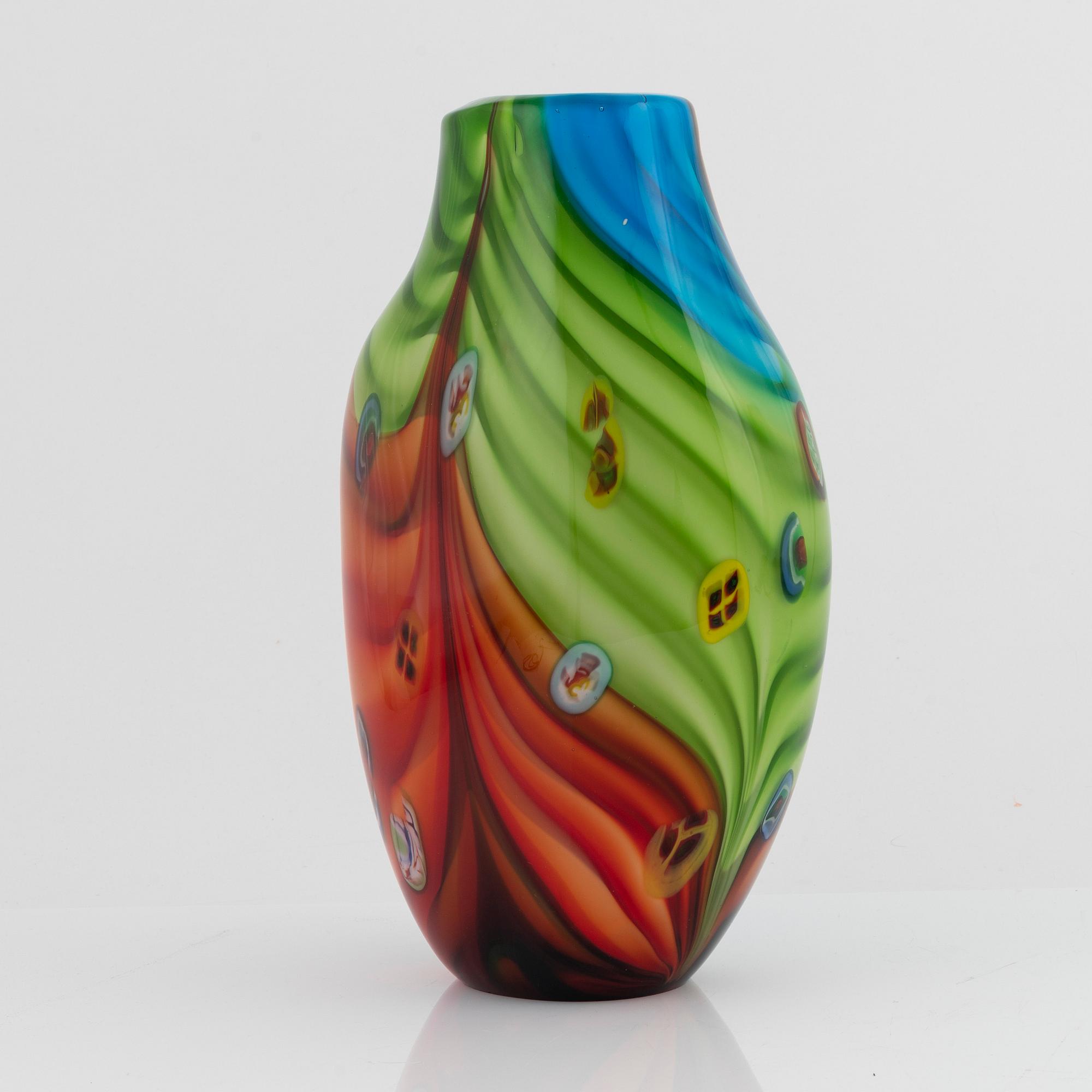 A Millefiori glass vase, probably Murano, Italy.