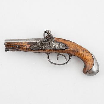 Flintlock pistol, double-barrel, possibly France, second half of the 18th century.
