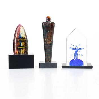 Bertil Vallien, Three glass objects, Kosta Boda.