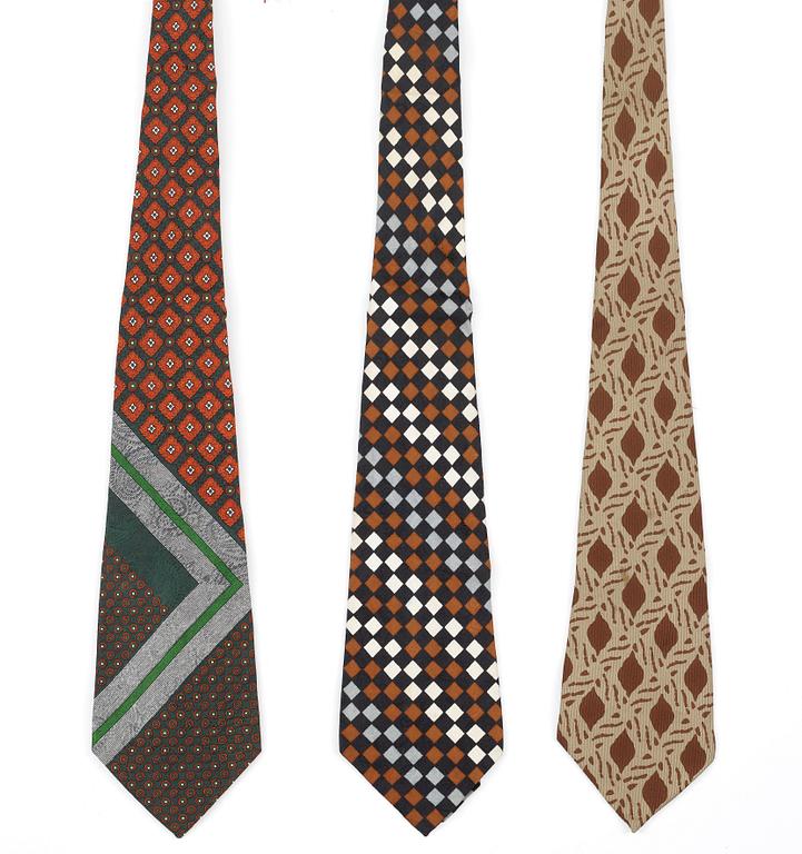A set of three 1970s silk ties by Yves Saint Laurent.