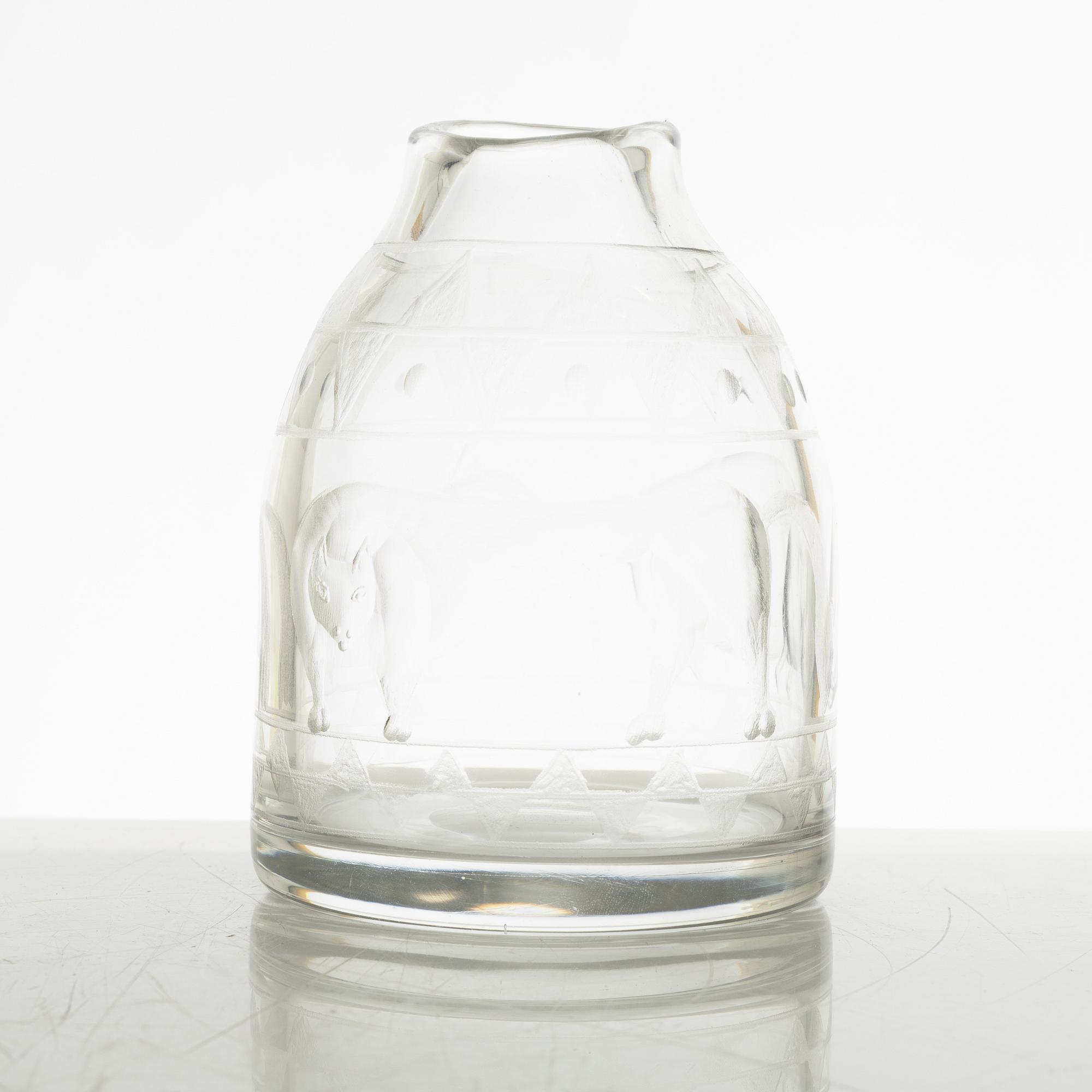 Erik Höglund, a glass vase, Boda Glasbruk Sweden 1950s.