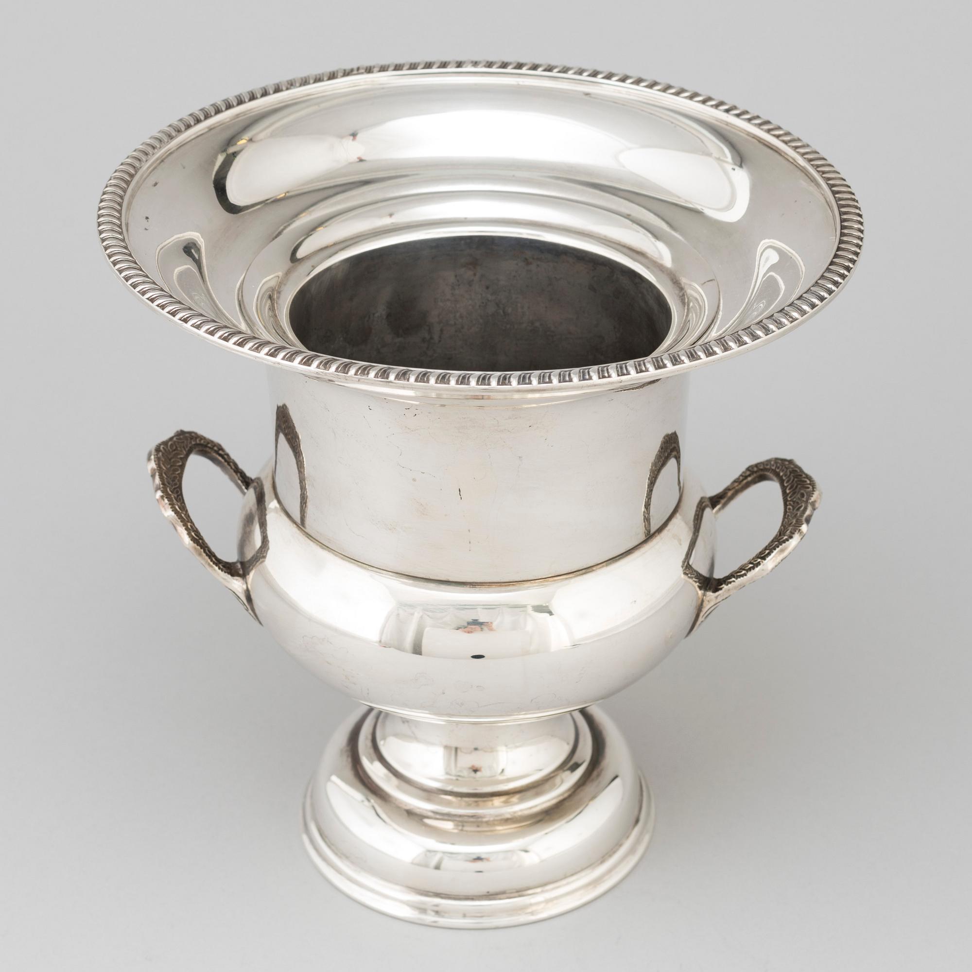 A silver plated wine cooler from Cooper Brothers & Sons Ltd, Sheffield, England, second half of the 20th Century.