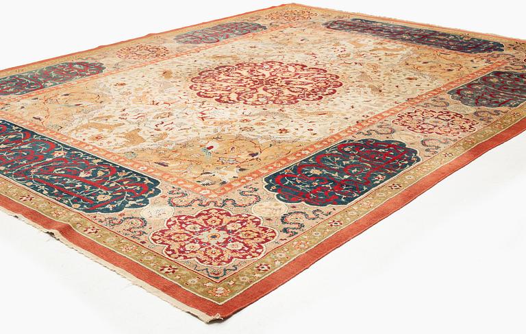 An antique Amritsar carpet, north India, c. 453 x 354 cm.