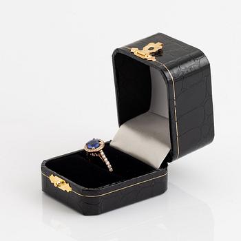 Sapphire and brilliant cut diamond ring.