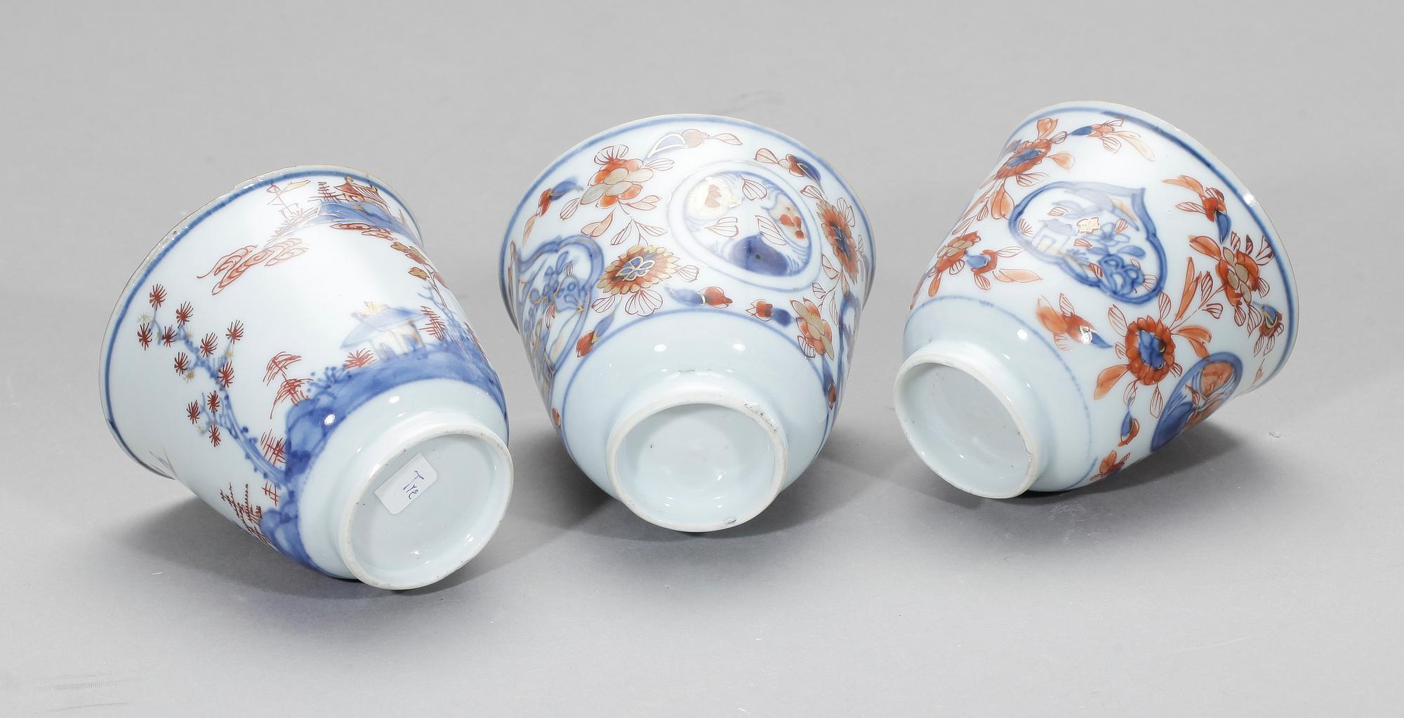 KOPPAR, 3 st, porlsin, Kina, Kangxi (1662-1722).