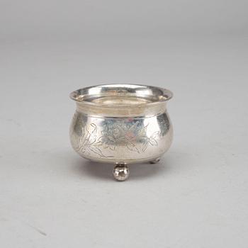 SALT CELLARS, RUSSIAN, 2 silver, 1800s.