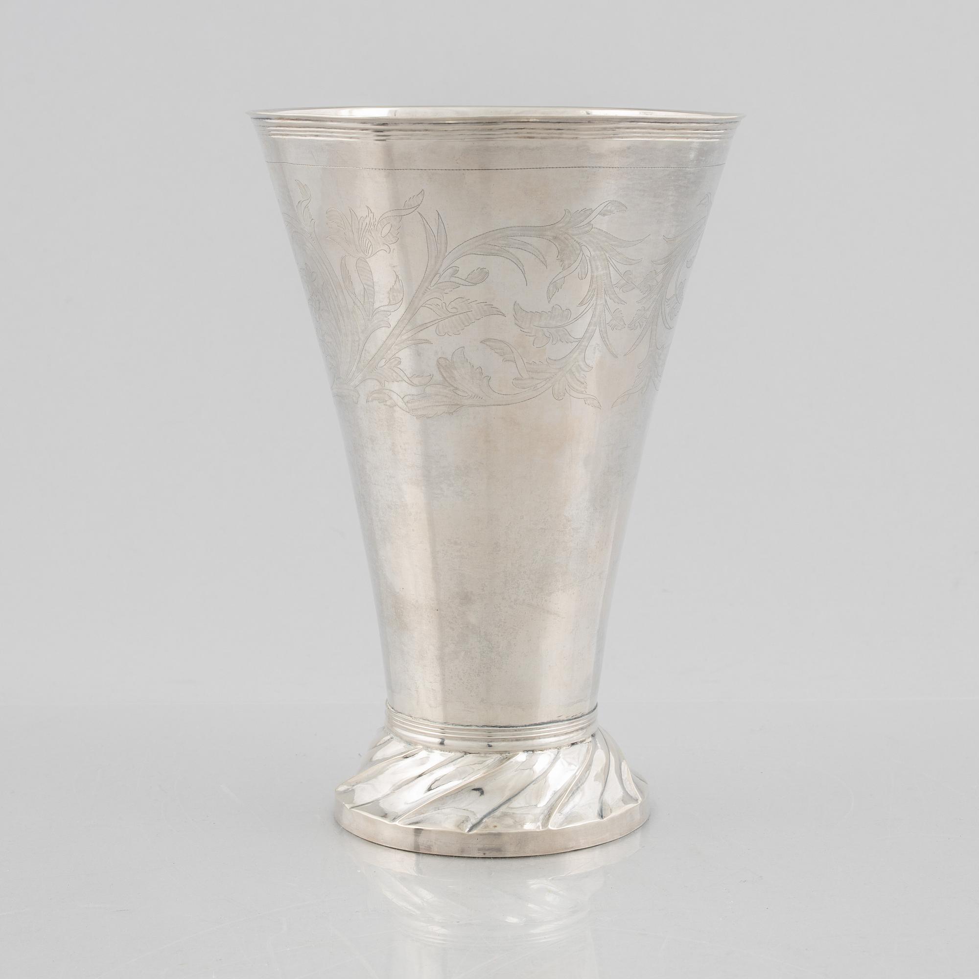 A silver beaker by Lars Löfgren, Hudiksvall (1797-1853).