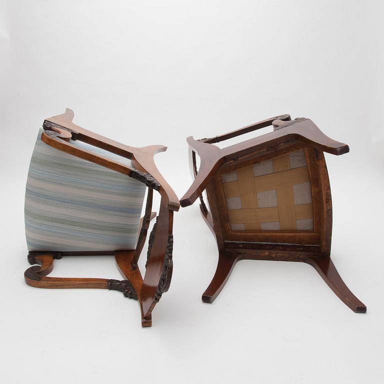 KARMSTOLAR, ett par, biedermeier, 1800-talets mitt.