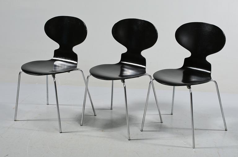 STOLAR, 3 st, "Myran", Arne Jacobsen, Fritz Hansen, Danmark, 1976.