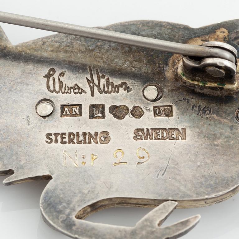 Wiwen Nilsson, brosch, sterlingsilver, fasan,