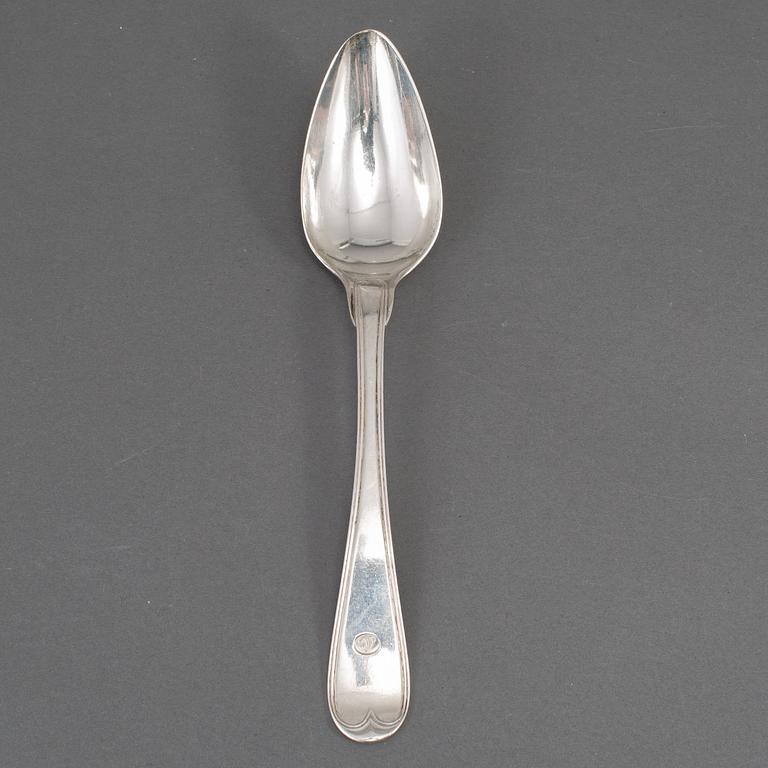 A Swedish set of eleven 19th century silver spoons, mark of ID Blomsterwall, Gothenburg 1825.