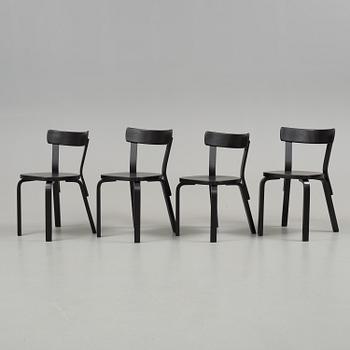 Alvar Aalto, 4 chairs and a table, probably Artek.