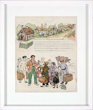 124. ELSA BESKOW. Akvarell och tusch. Ej sign.