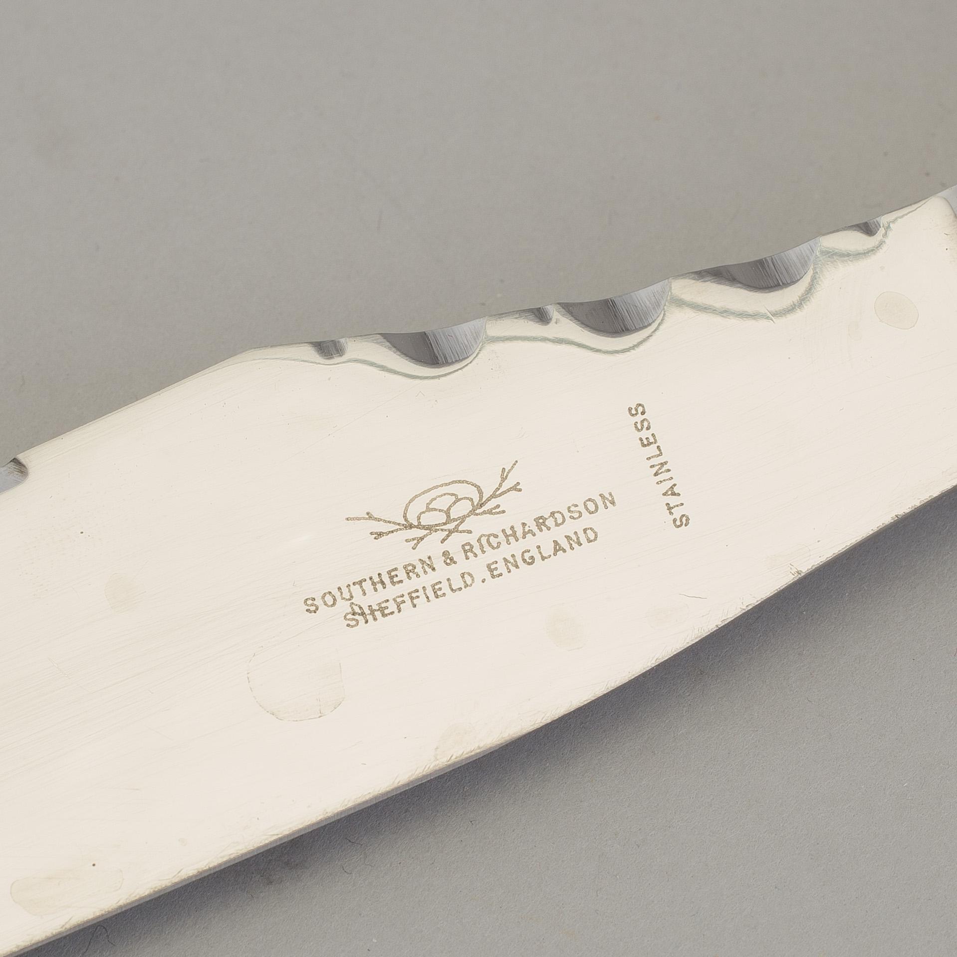 A Southern A Richardson three-piece set of tranches cutlery, mid 20 th century.